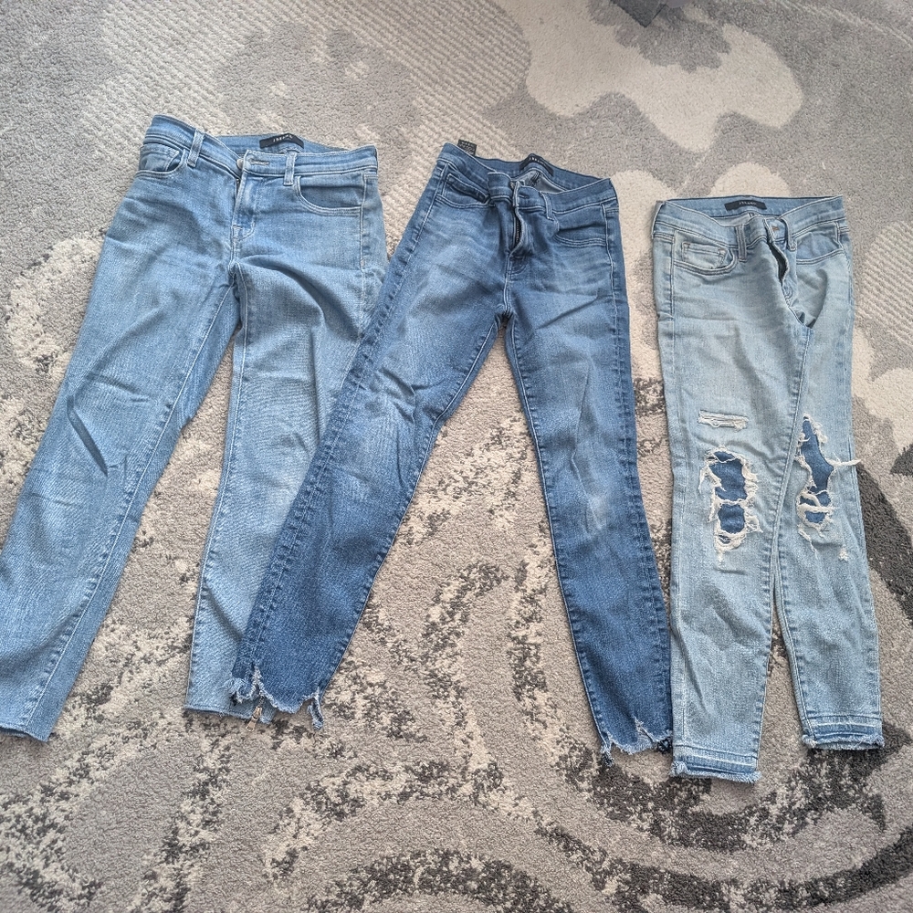 3 pairs j brand jeans size 2
